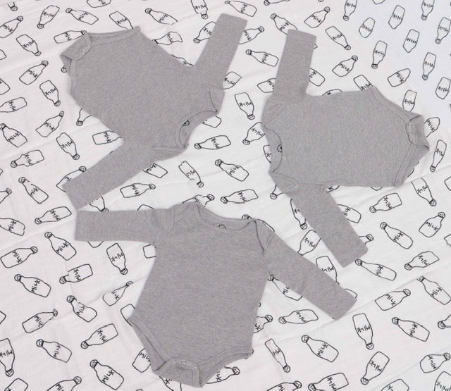 4-Pack grey long sleeve onesies