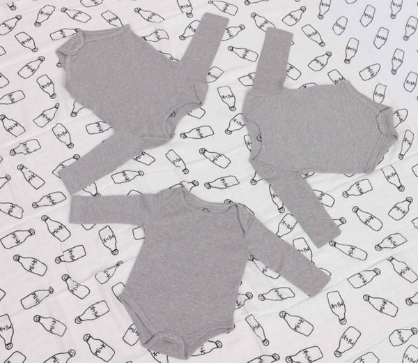 4-Pack grey long sleeve onesies