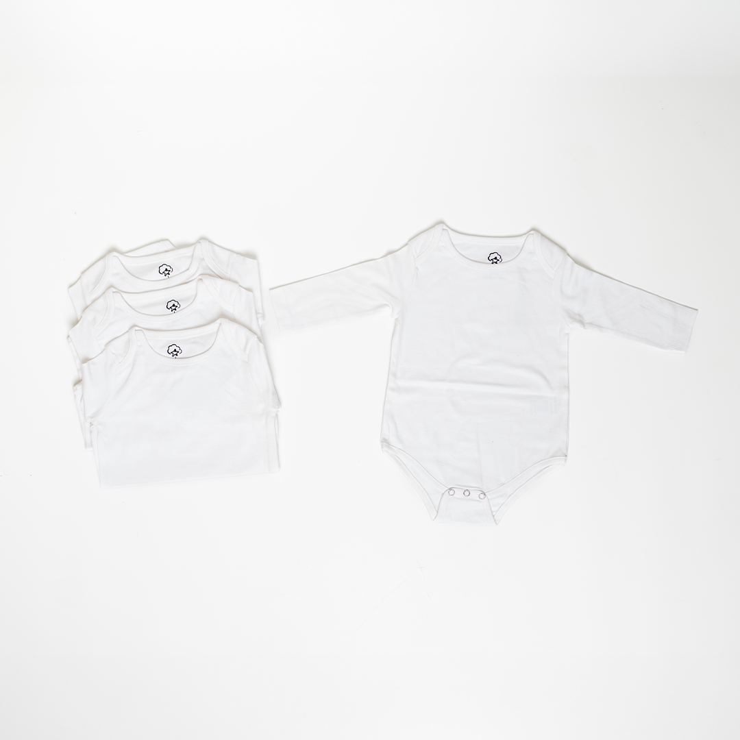 4-Pack white long sleeve onesies