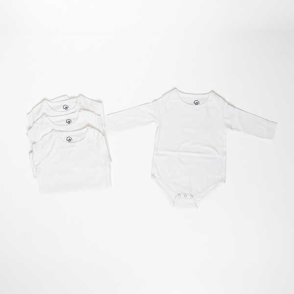 4-Pack white long sleeve onesies