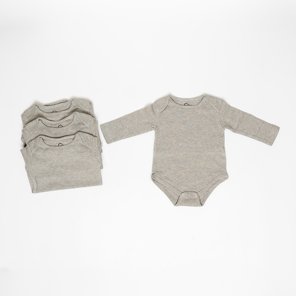 4-Pack grey long sleeve onesies
